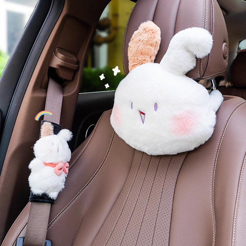 Car pillow Neck Pillow Cute Cartoon Car Seat Lean on Sleeper Car Seat Belt Guard Shoulder Strap Car Inner Supplies Woman