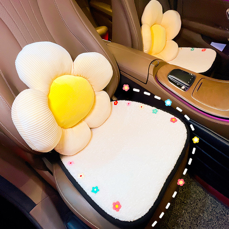 Cute Car Cushions single sheet Ins net red Elegant Flowers Waist Leaning Pillow Goddess Car Backseat Cushion Seat Cushion Three Sets