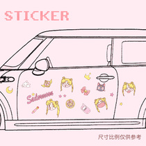Cartoon girl warrior car sticker scratch blocking luminous cute car universal body decoration reflective sticker waterproof