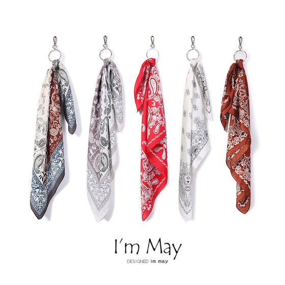 ImMay retro cashew flower square scarf silk scarf trousers street dance hip hop small scarf female Korean hiphop small square scarf