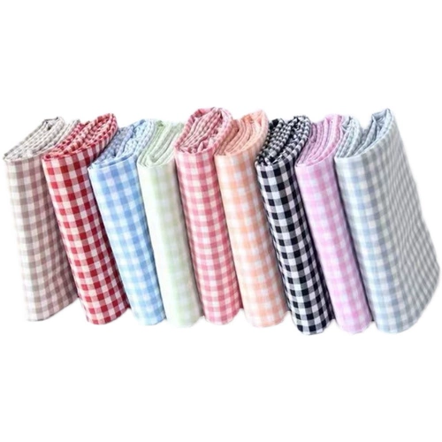 Ткань из чистой хлопчатобумажной ткани ткань черная, белая красная и белая маленькая квадратная рубашка столовая ткань ткань ручной работы ручной работы