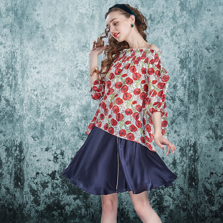 Artka Aka Mùa Thu Mới Silk Series Silk Bông Đèn Lồng Tay Áo Hem Không Đối Xứng SA12071X áo sơ mi trắng nữ