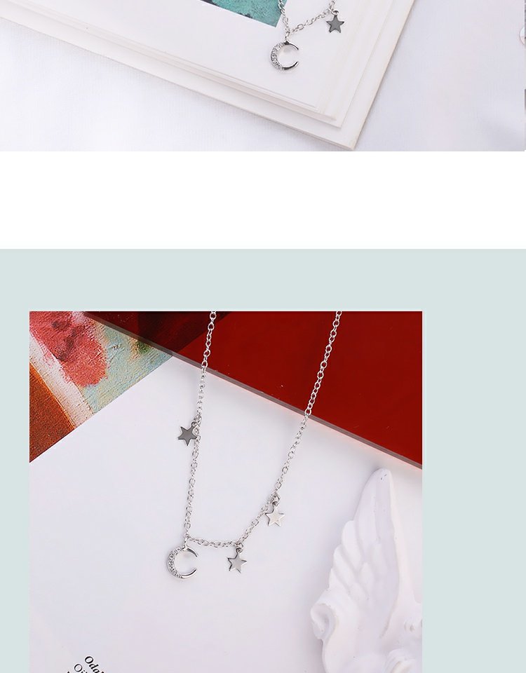 S925 sterling bạc sao trăng tua vòng chân nữ phiên bản Hàn Quốc của sinh viên đơn giản Sen cá tính gợi cảm món quà hoang dã - Vòng chân lắc chân bạc