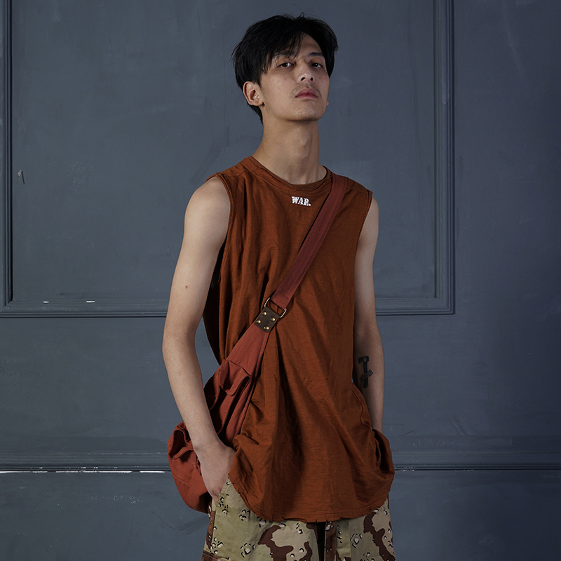 POH 19SS structural stitching destroys Tianzhu cotton waistcoat bottoming vest men's summer all-match loose trend short-sleeved