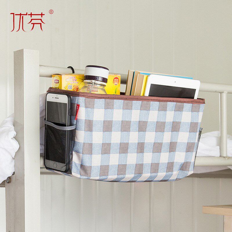 Fabric college student bed bunk bedside hanging basket bedside storage artifact rack bedroom dormitory bedside box hanging basket