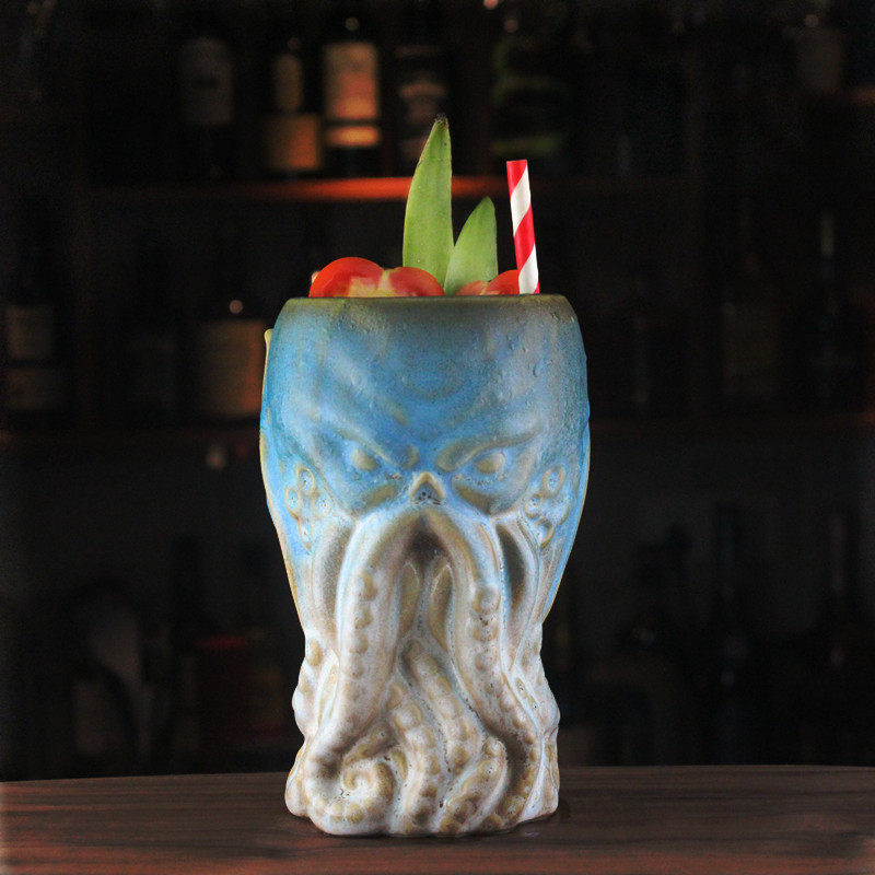 New Lordship Tiki Cup Tiki Cup Bar personality Hawaii cocktail glass Ceramic Totem Cup Ghost Face Cup