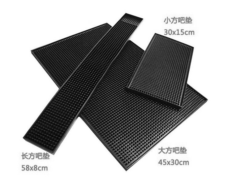 Thickened bar Mat Wine Glass Mat Glass Cup Non-slip Bar Nightclub Special Black Plastic Square Bar Mat