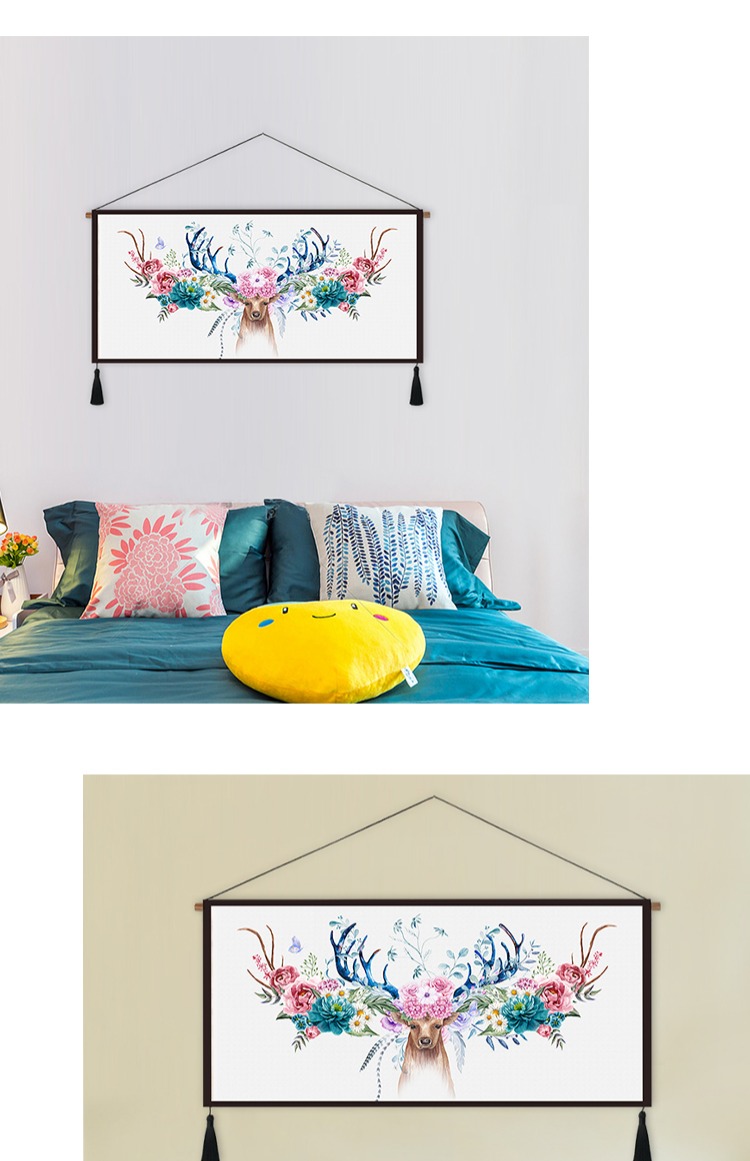 Cô gái sàng lọc trái tim phòng ngủ Bắc Âu Trang trí tường Wall Tapestry Green Plant Wall Chăn Treo vải nền vải thảm tròn trang trí