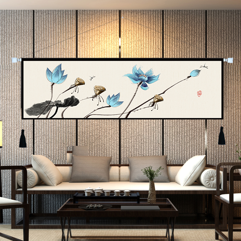 Trung quốc phong cách lotus tấm thảm tấm thảm trang trí tường tranh đơn giản phòng ngủ nền giường vải treo vải vải sơn thảm vải decor treo tường