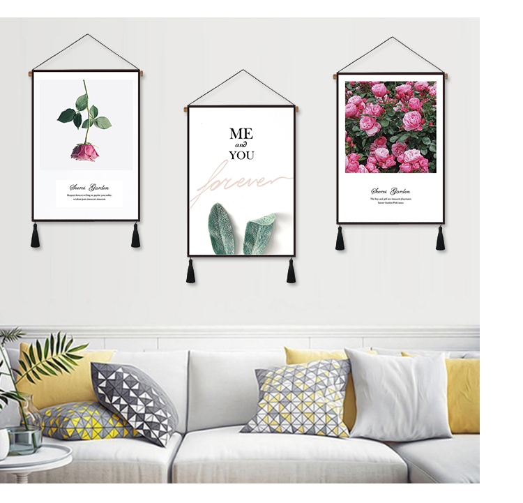Phòng khách đẹp Bắc Âu sơn trang trí tường sofa tấm thảm hiện đại tối giản sáng tạo nhà hàng phòng ngủ hoa treo vải thảm treo tường giá rẻ