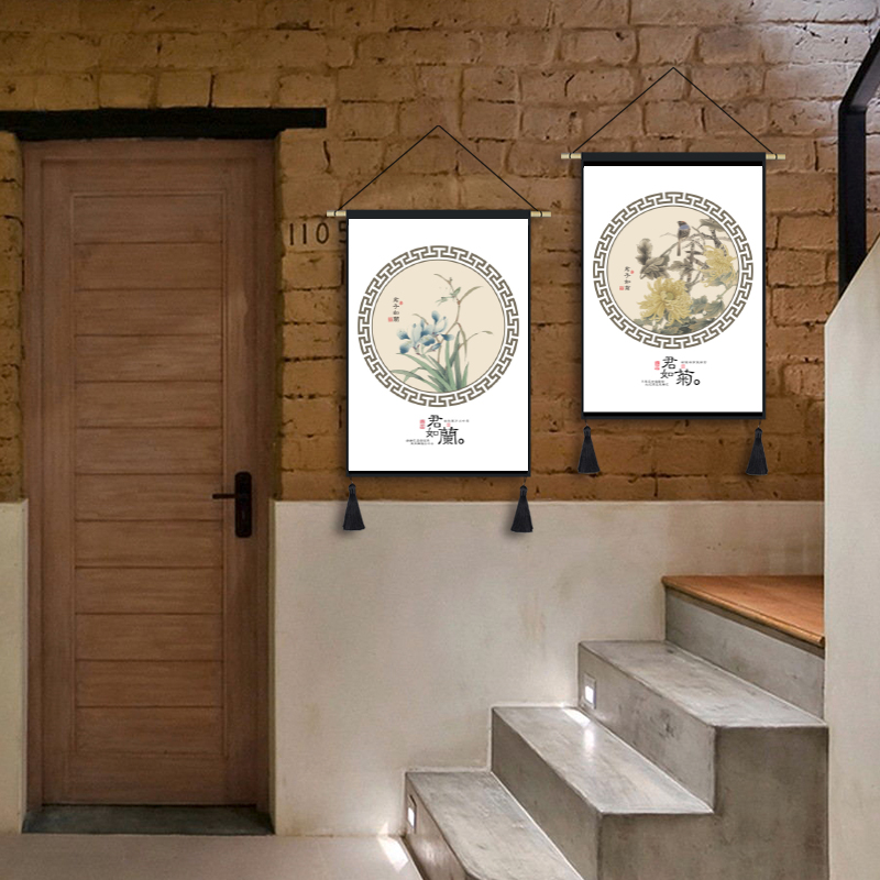 Trung quốc khách tối giản trang trí phòng tấm thảm Meilan tre và hoa cúc frameless bức tranh giường sơn trang trí có thể được tùy chỉnh bức tranh tường thảm decor