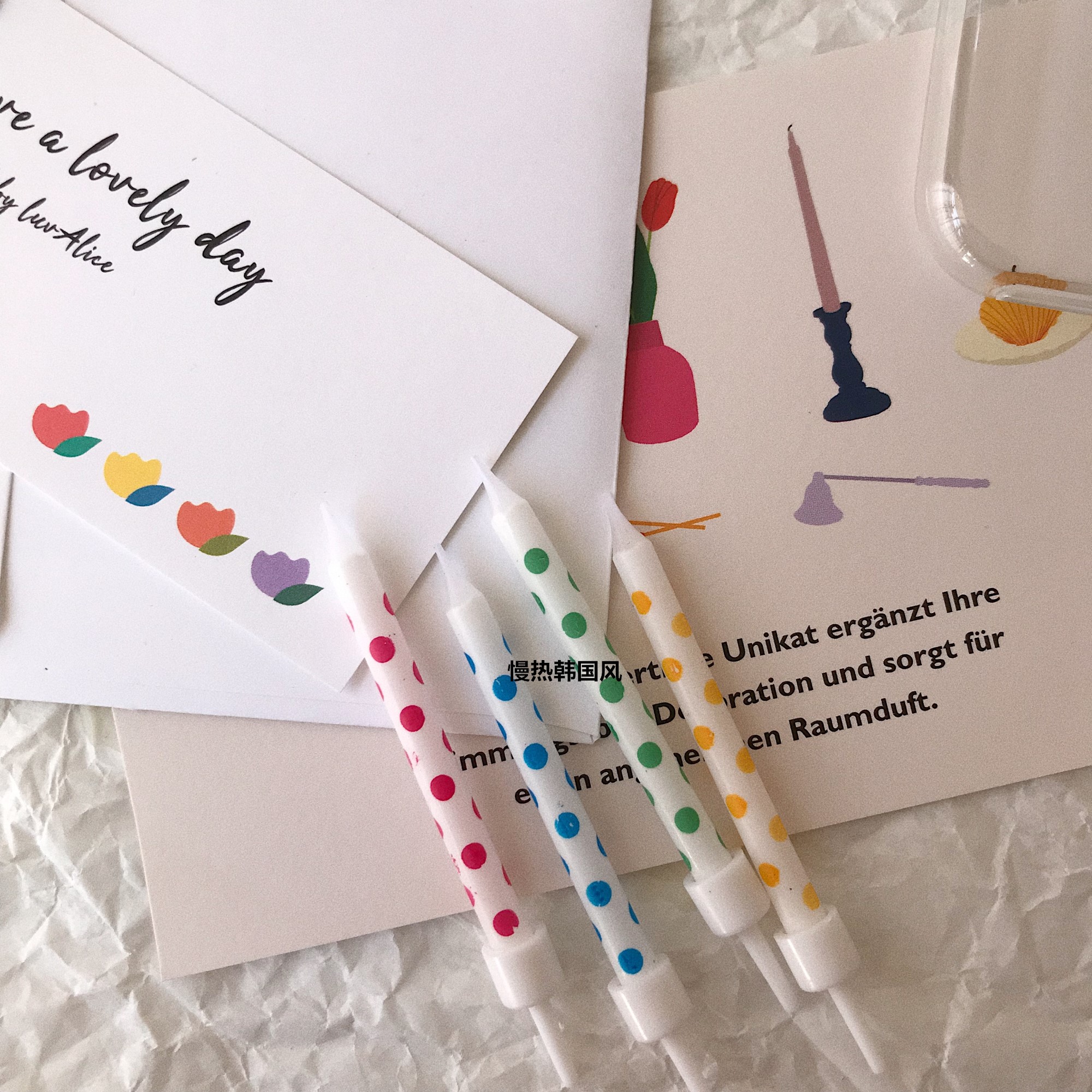 Korean ins Polka Dot printed birthday cake candles Party candles Romantic candles Birthday cake decoration