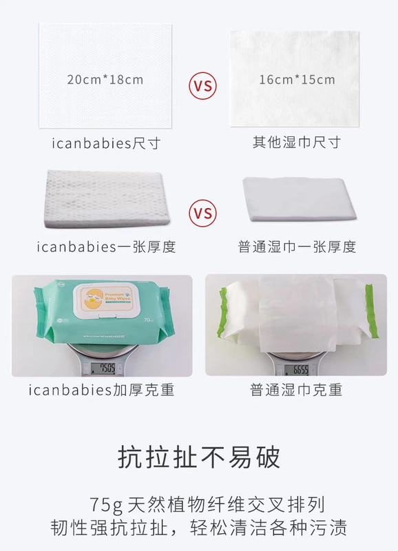 Icanbabies nhập khẩu Hàn Quốc khăn lau miệng cho trẻ sơ sinh dùng một lần khăn lau dày mềm dùng một lần 70 máy bơm - Khăn ướt