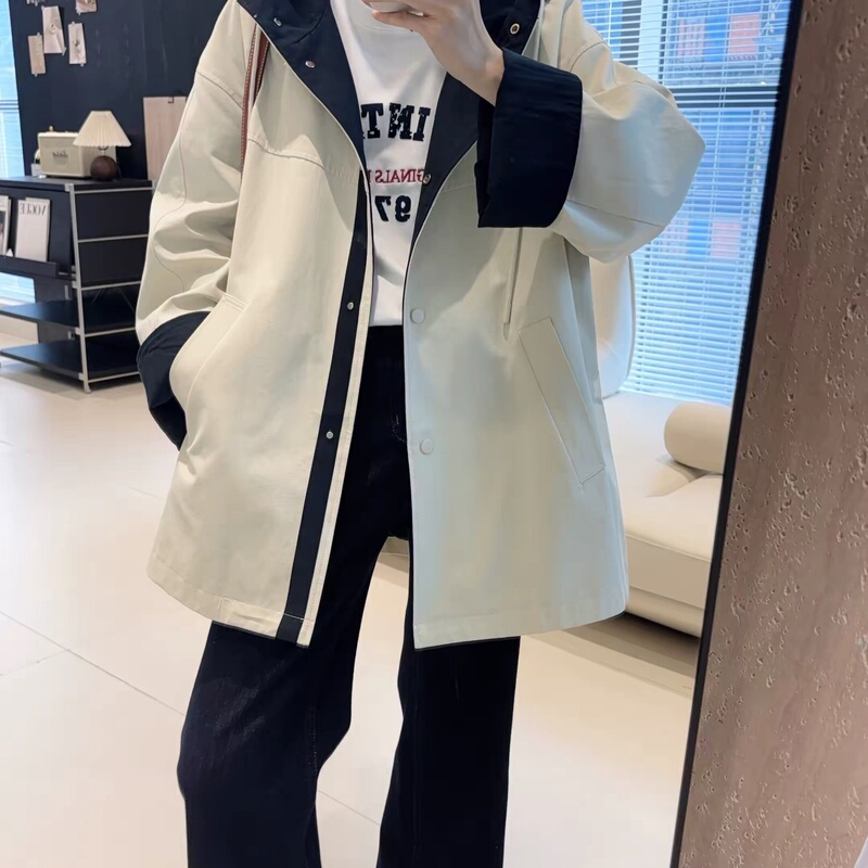 J Brand [Pistachio] Windbreaker Original Factory Color-Block Hooded Windbreaker 26 Autumn New Parka Workwear Jacket Ip