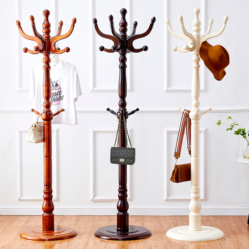 Minimalist solid wood clothes hat rack floor type bedroom vertical creative hanging clothes hanger office furniture is innate