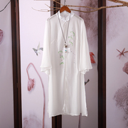 Vintage được cải thiện phụ nữ váy cardigan Trung Quốc Xia Tang sườn xám voan bên ngoài để buộc đầu mùa thu mỏng tấm trà Thiền khóa áo gió bên ngoài