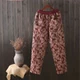 Mùa đông gió quốc gia văn học retro in quần cotton phụ nữ mùa đông mặc quần dày dày kích thước rộng quần ấm áo thun nữ