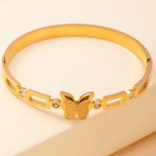 European and american women's titanium steel non-fading bracelet with real gold inside the furnace