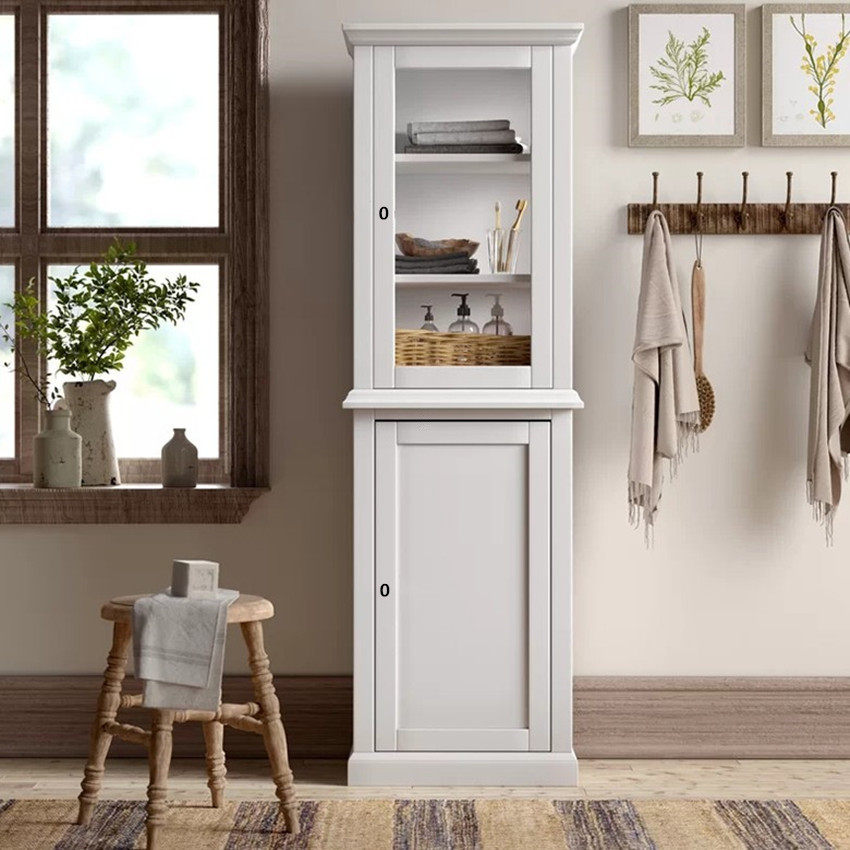 Solid wood Simple Makeup Room Bathroom Rubber Wood American Side Cabinet Customized Cabinet