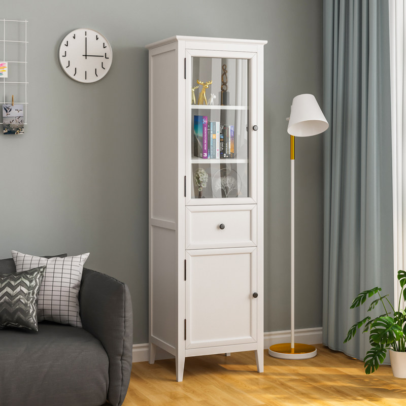 American bathroom cabinet side cabinet vertical cabinet solid wood wine cabinet powder room toilet floor waterproof oak storage bookcase drawer cabinet