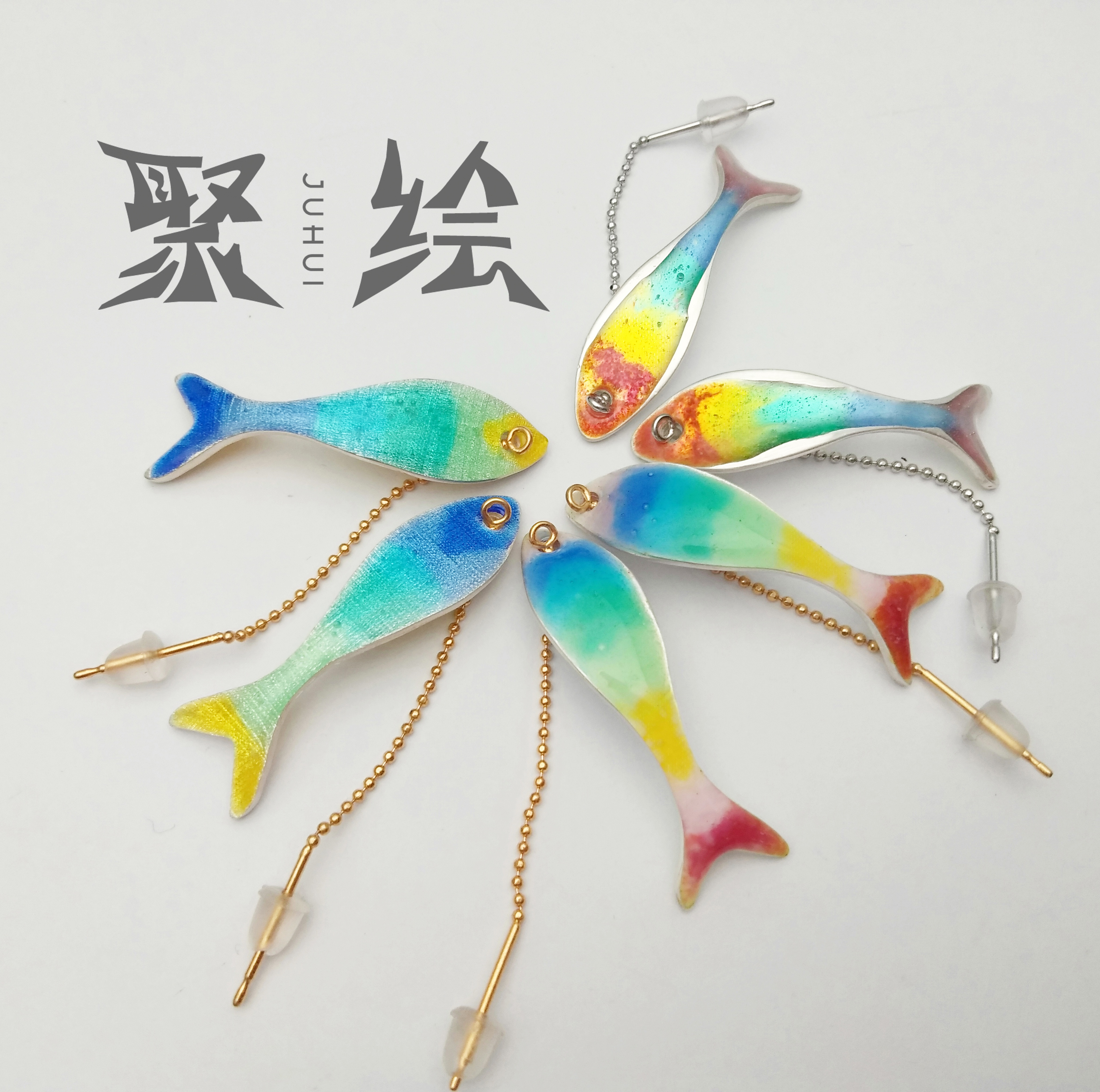 Qibao burning enamel sterling silver jewelry custom earrings earrings Japan imported Qibao burning glaze pure hand-made customization