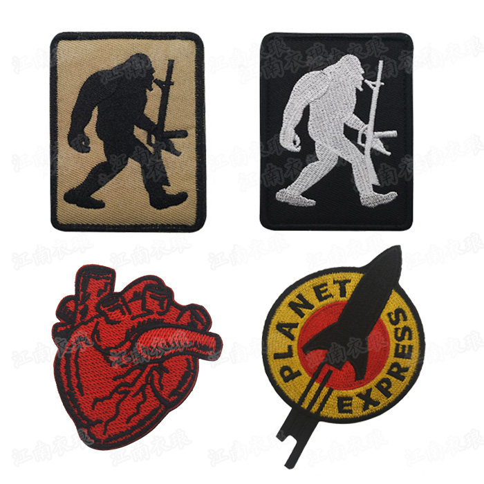 Amazon Square Embroidered Arm Badge Heart Patch Missile Gorilla Giant Foot Freaks Magic Sticker DIY back glue patch