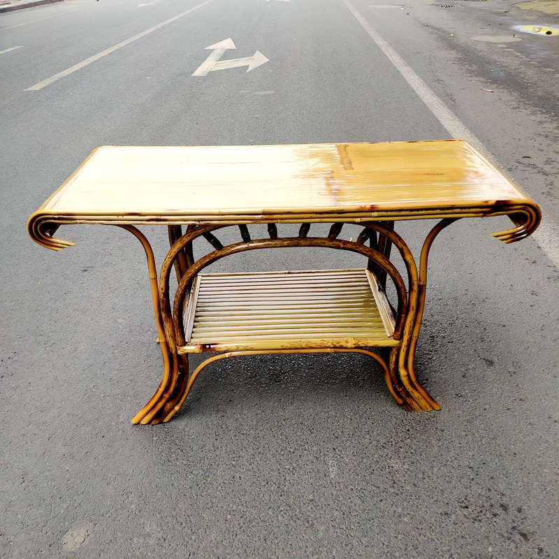 Folklore Bamboo Furniture Square semicircle Double-layer bamboo tea table Ancient Town Wind scenic area Courtyard Bamboo Tea Table Chair Group Full House With Balcony