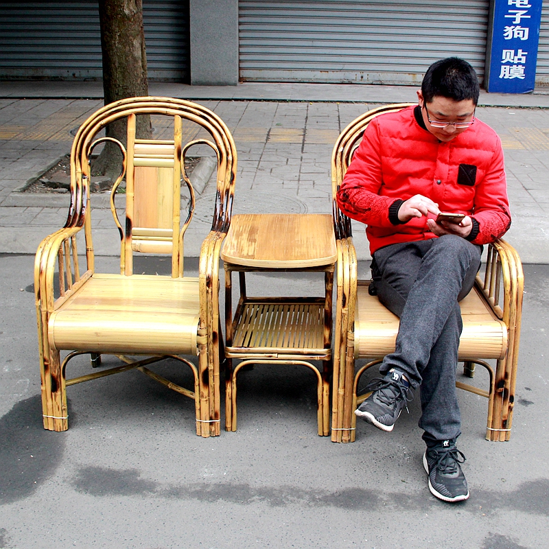 Chinese bamboo furniture pastoral courtyard bamboo chair tea set old-fashioned backchair casual bamboo sofa living room