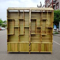 Restaurant bamboo bar Teahouse bamboo showcase display rack display rack Bogul home partition wine rack mobile shelf