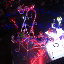 Iron Art Shining Luxury Triple Fruit Tray Rack Bar KTV Snack Dish Base Acrylic Fruit Saucer Base