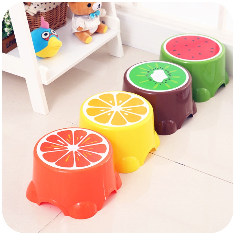 Household plastic stool cute cartoon children's stool low stool small stool round stool adult fruit baby changing shoe stool