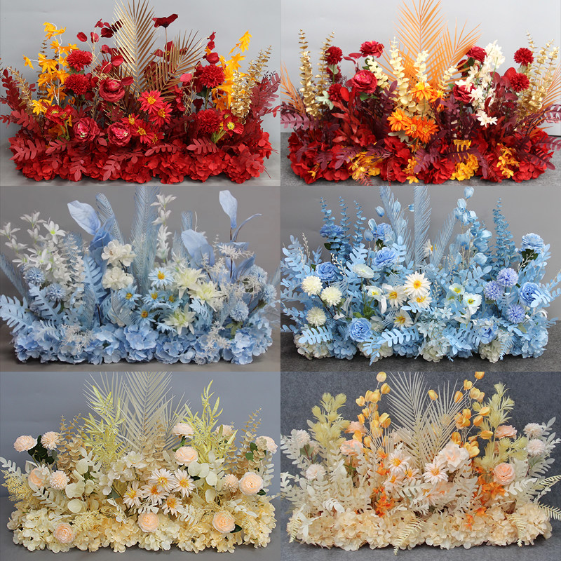 New Wedding Terrace Floral Blue Emulation Floral Wedding Arrangement Decoration Flower Steak Ttai Road Leading Floral Wedding Fake Flowers-Taobao