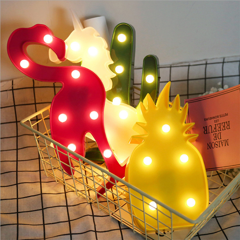 ins Flamingo shape lantern led cactus decoration night light love cloud chic wind wall hanging lamp