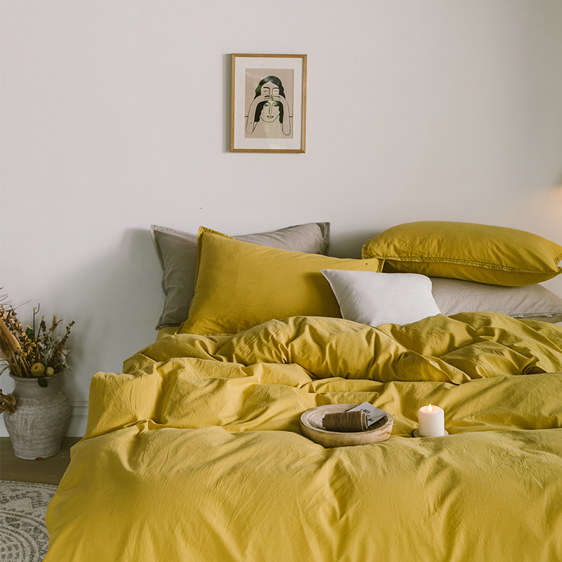 New all-cotton washed cotton double needle workout with four pieces of kit brief retro soft and comfortable double bed with supplies