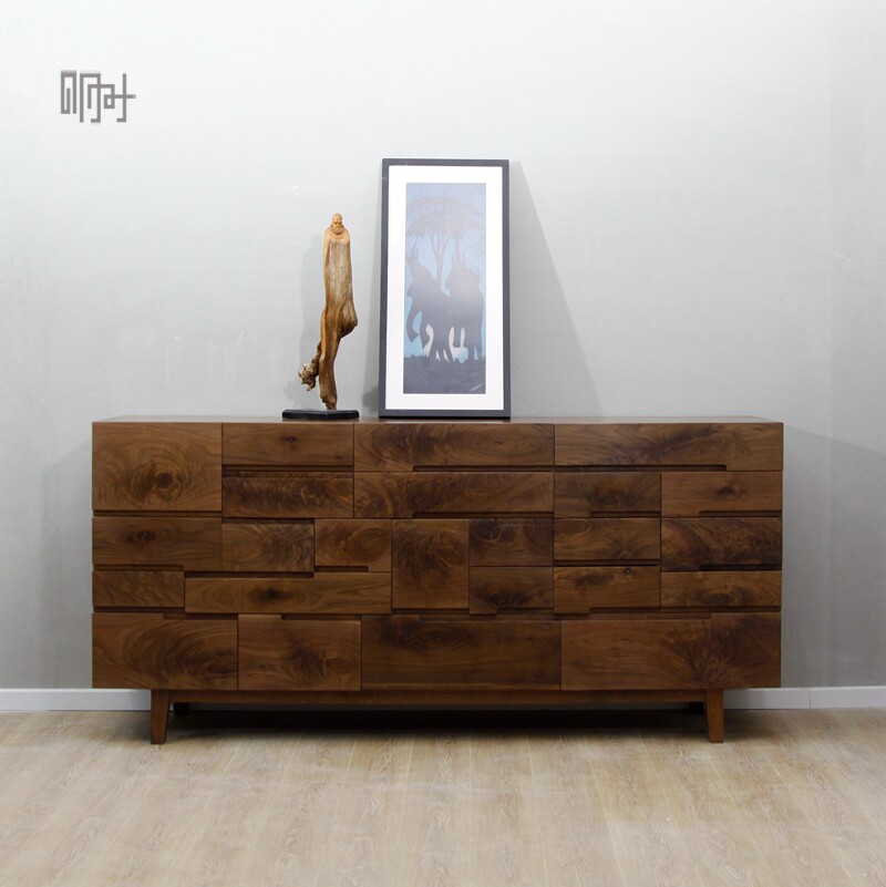 Tomorrow, wood is made of black walnut all main tenon socket packed without paint Nordic simple mask docket large side cabinet can be customized