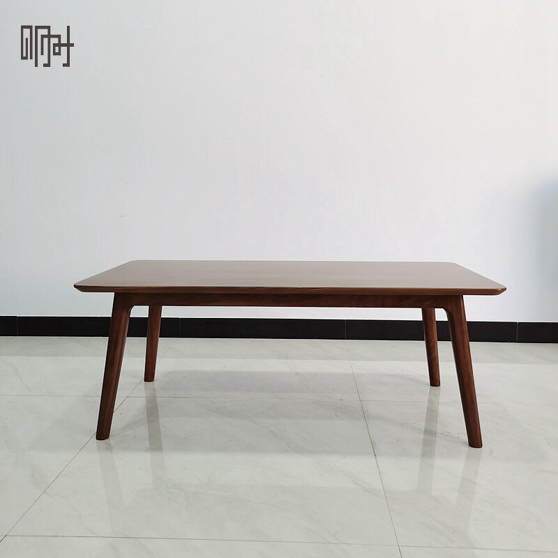 Mingshi wood making simple white wax cherry hard maple black walnut full solid log mortise and tenon complete single-sided tea table solid wood