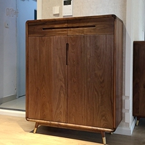 NewSino-Japanese style minimal modern white wax cherry hard maple black walnut full pure log enter the door closet