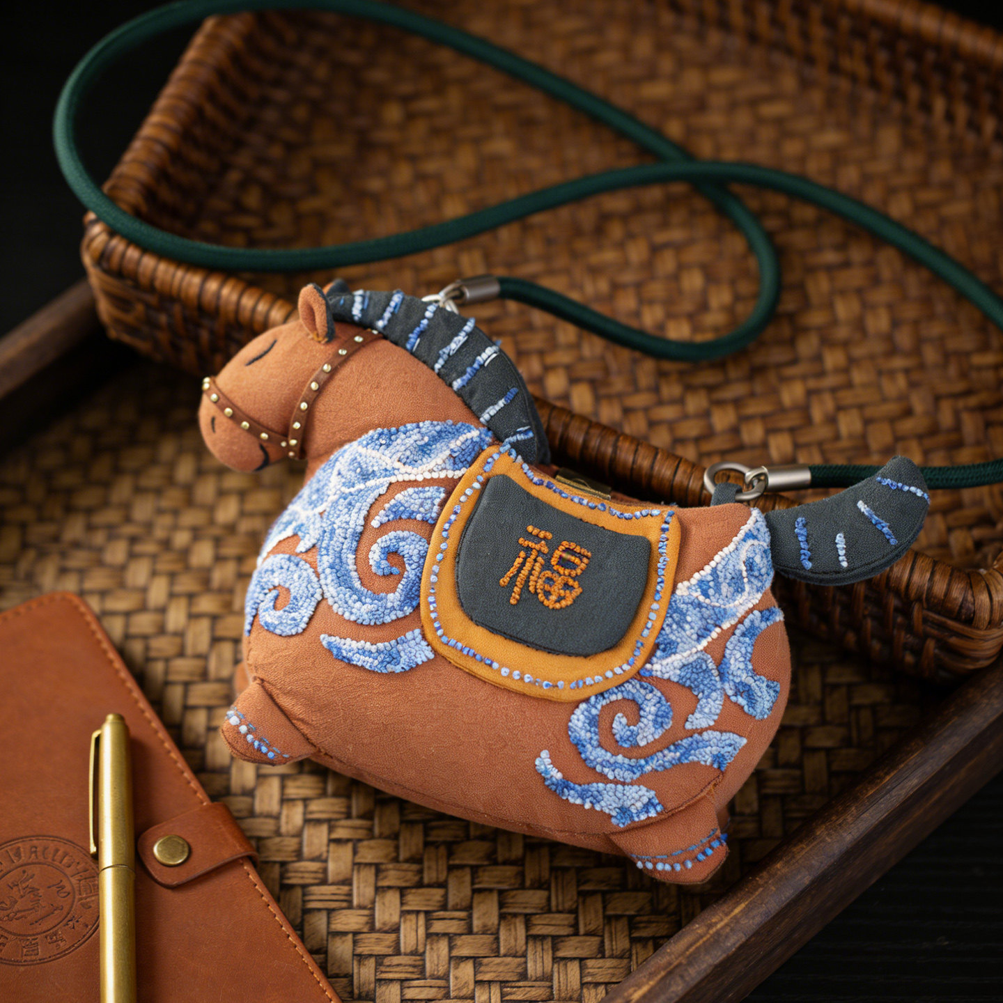 Aka Chinese Trendy Fuma Embroidery Handmade DIY Material Kit Creative Fabric Decoration Multi-purpose Crossbody Phone Bag - Thumbnail 4
