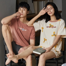 Multi-Latin American couple pajamas summer cotton short-sleeved shorts sweet and cute men and women cotton home wear suit can be worn outside