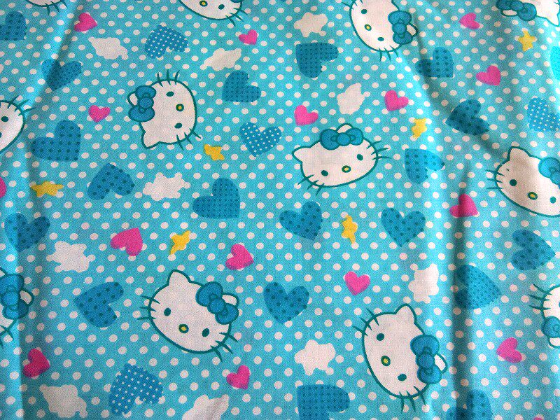 Cartoon Kitty Cat Pattern Pure Cotton Baby Kindergarten Bed Flat Fabric Customized Bed Linen