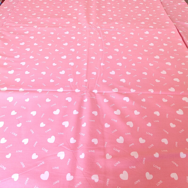 Pink heart pattern cotton twill bedding fabric custom single bed sheet quilt pillowcase cotton fabric
