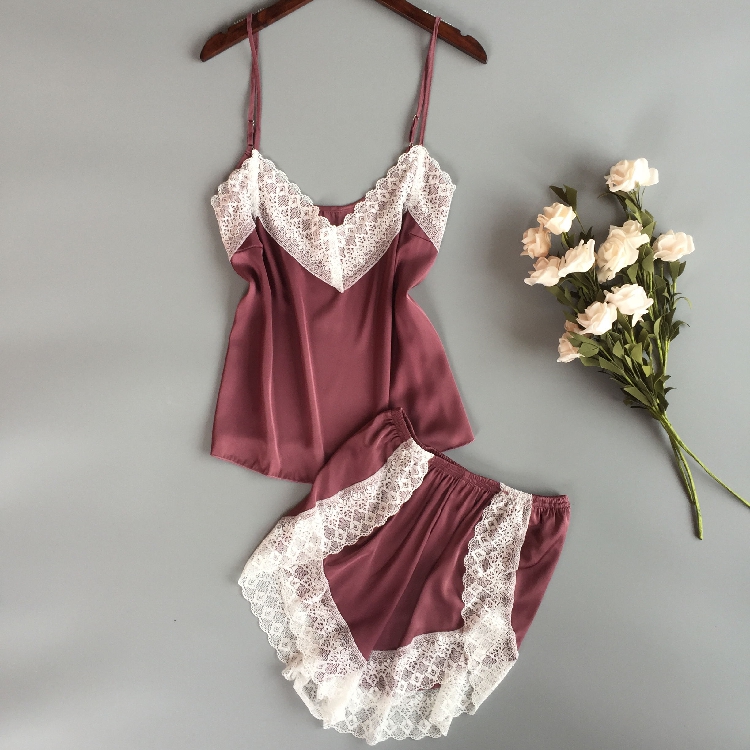 Sexy pajamas girl Xia Bingsi suspenders shorts two-piece suit thin section Korean version fresh casual vest home service