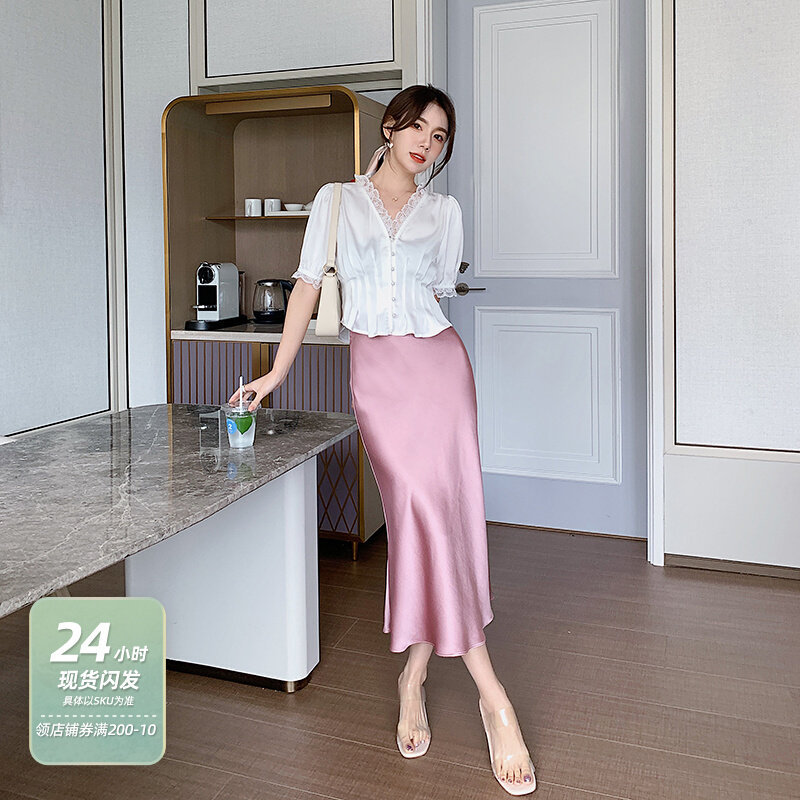 Island Song Lady Purple Advanced Sensation Fish Tail Dress Hip Half Body Skirt High Waist Step Skirt Design Sensation Little Crowdwomen Summer