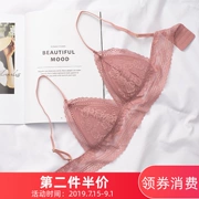 Đồ lót Pháp nữ mỏng phần ngực lớn khoe bé gái ren bralette tam giác cốc không có vòng ngực thép gợi cảm - Áo ngực không dây