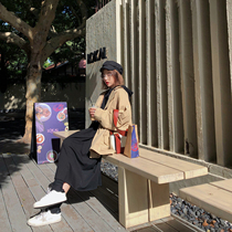 Xiaonian custom 2019 autumn and winter new drawstring loose student lulu windbreaker womens mid-length chic all-match jacket