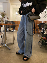 Small Read Customised Street Jeans Lady Spring Fall 2022 High waist conspicuously loose towering broadlegged pants Old daddy pants