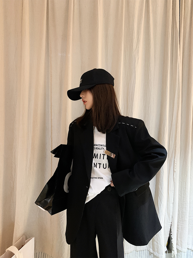 Xiao Nian custom black casual small suit jacket women's autumn new high-end silhouette design top line suit