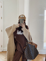 Small Read Custom Long style Lazy Wind Sweater Jacket Woman 2021 Autumn Winter Loose Shoulder-to-Lean Crater Knit Cardiovert