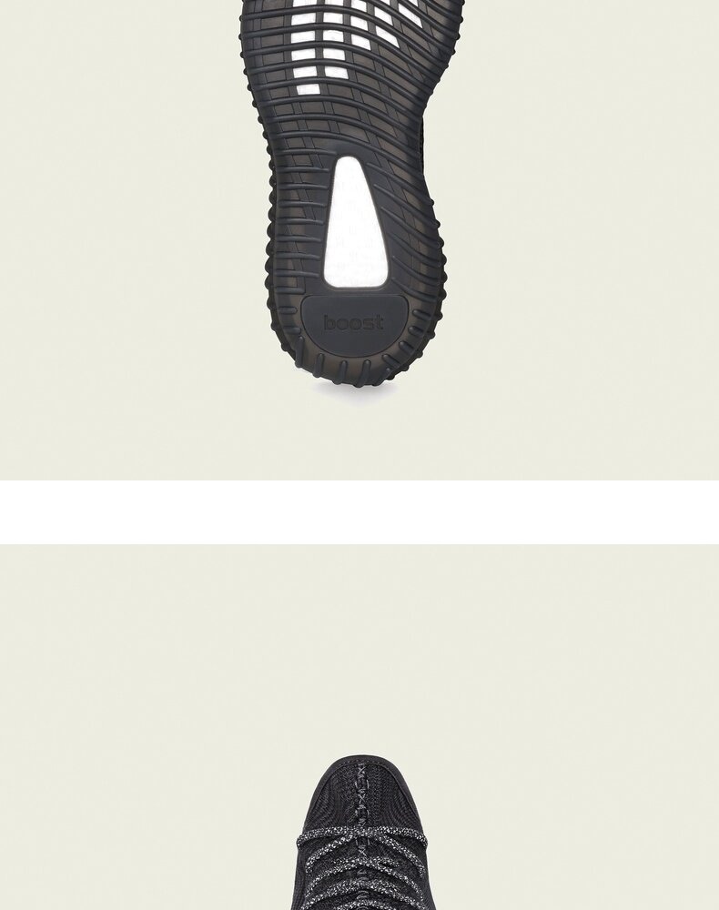 阿迪达斯 YEEZY 350 V2 黑天使 鞋带反光版 男女运动鞋 图4