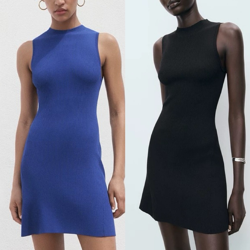 Mango Original 2025 Autumn and Winter New Women's Fashion Elegant Versatile Slimming Knit Dress for Women